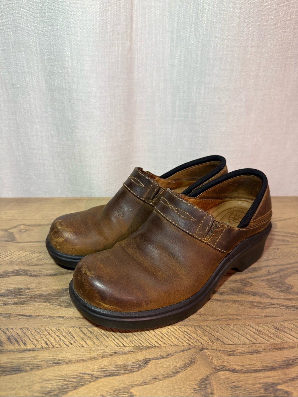 Ariat Brown Leather Slip-On Heeled Clogs - Womens 6 - Western Workwear Comfort